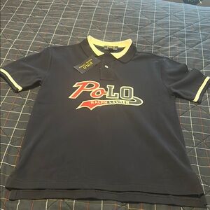 Ralph Lauren Navy Polo with Cream Collar